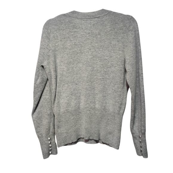 Lucy & Laurel Women's Sz XL Grey Wrap Sweater Satin Bow Angora Lambswool Blend - Picture 5 of 5